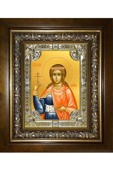 Икона Василисса Никомидийская, 18x24 см, со стразами, в деревянном киоте, арт вк-1381