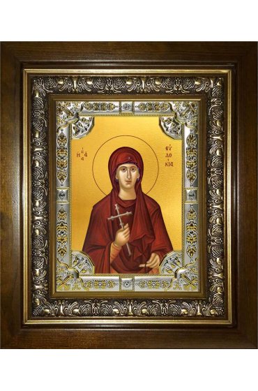Икона Евдокия Илиопольская, 18x24 см, со стразами, в деревянном киоте, арт вк-1382