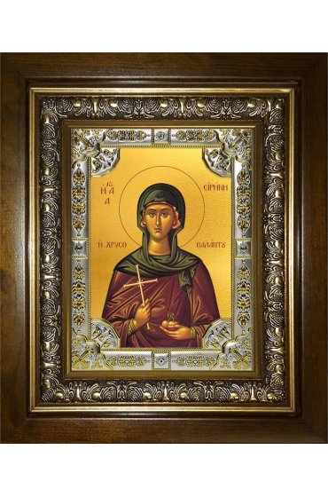 Икона Ирина Каппадокийская, 18x24 см, со стразами, в деревянном киоте, арт вк-1393