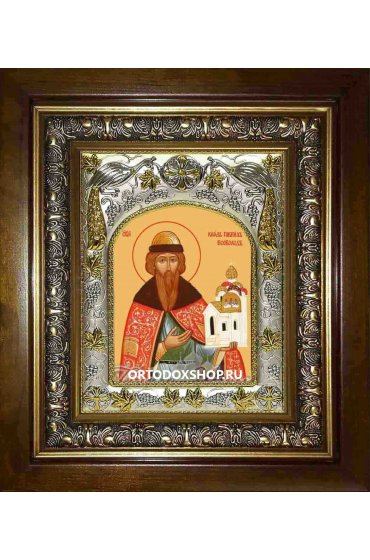 Икона Всеволод Псковский, 14x18 см, в деревянном киоте 20х24 см, арт вк-1515