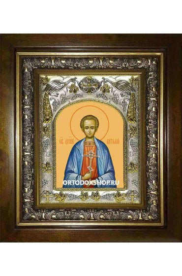 Икона Виталий Александрийский, 14x18 см, в деревянном киоте 20х24 см, арт вк-1520