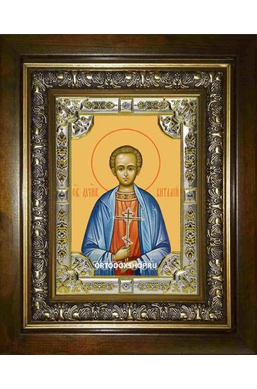 Икона Виталий Александрийский, 18x24 см, со стразами, в деревянном киоте, арт вк-1635