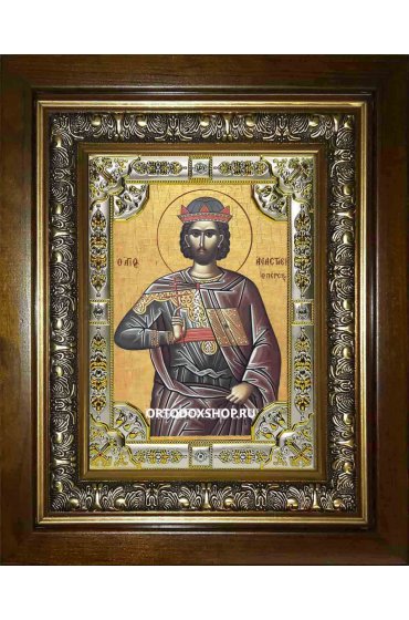 Икона Анастасий Персиянин, 18x24 см, со стразами, в деревянном киоте, арт вк-1644