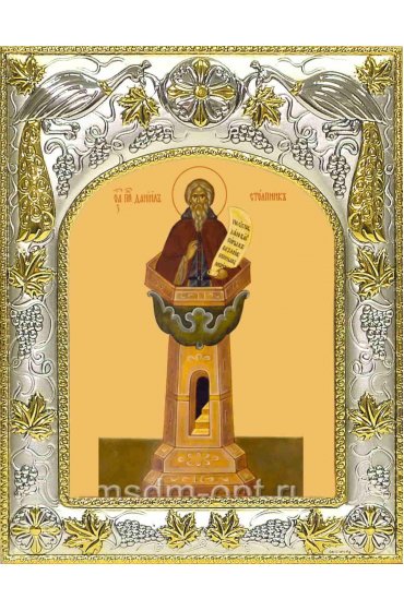 Икона Даниил Столпник 14x18 в серебряном окладе, арт вк-1656