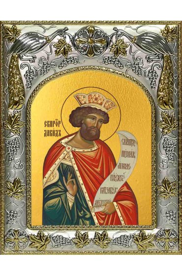 Икона Давид царь и пророк 14x18 в серебряном окладе, арт вк-1689