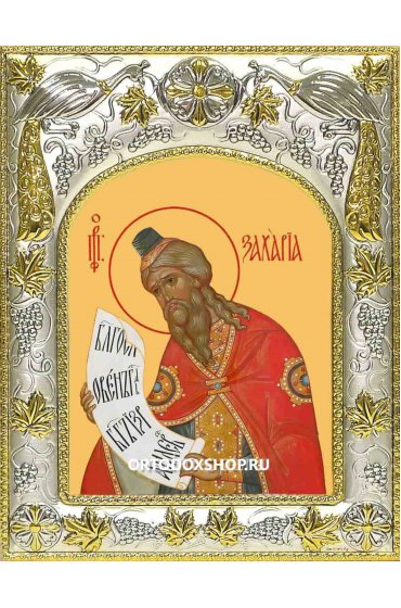 Икона Захария пророк 14x18 в серебряном окладе, арт вк-1693