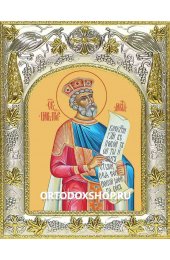 Икона Давид царь и пророк 14x18 в серебряном окладе, арт вк-1714