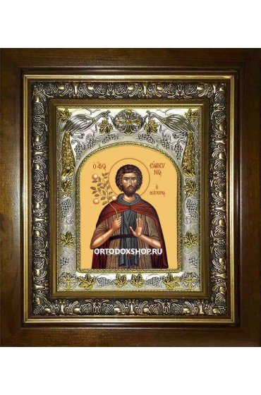 Икона Евфросин Палестинский, 14x18 см, в деревянном киоте 20х24 см, арт вк-1753