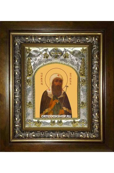 Икона Ермоген Московский, 14x18 см, в деревянном киоте 20х24 см, арт вк-1764