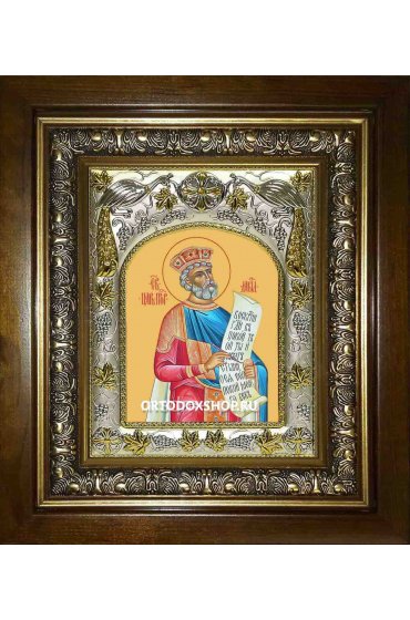 Икона Давид царь и пророк, 14x18 см, в деревянном киоте 20х24 см, арт вк-1786