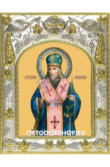 Икона Иоасаф Белгородский 14x18 в серебряном окладе, арт вк-1943