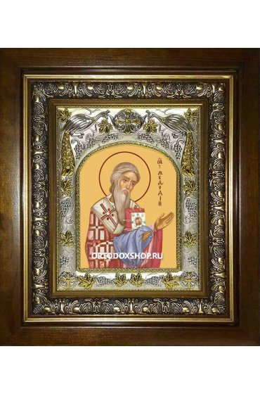 Икона Мефодий равноапостольный апостол, 14x18 см, в деревянном киоте 20х24 см, арт вк-1986