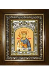 Икона Иустиниан царь, 14x18 см, в деревянном киоте 20х24 см, арт вк-2019