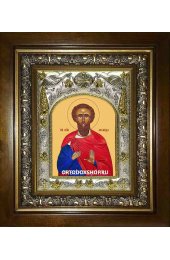 Икона Леонид мученик, 14x18 см, в деревянном киоте 20х24 см, арт вк-2025