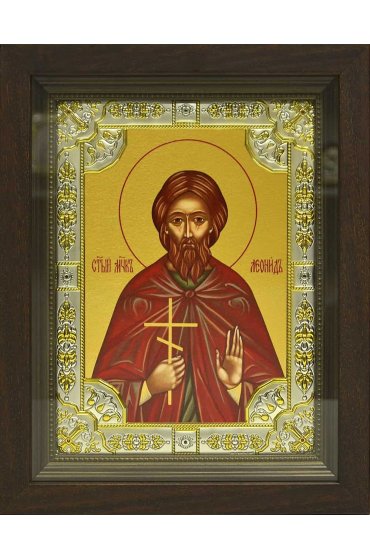Икона Леонид мученик, 18x24 см, со стразами, в деревянном киоте, арт вк-2122