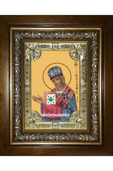 Икона Иоасаф Белгородский, 18x24 см, со стразами, в деревянном киоте, арт вк-2141