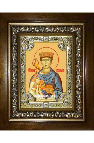 Икона Иустиниан царь, 18x24 см, со стразами, в деревянном киоте, арт вк-2165