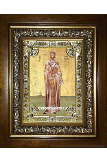 Икона Леонид Афинский, 18x24 см, со стразами, в деревянном киоте, арт вк-2182