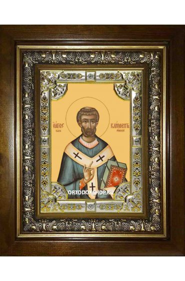 Икона Климент папа Римский, 18x24 см, со стразами, в деревянном киоте, арт вк-2184