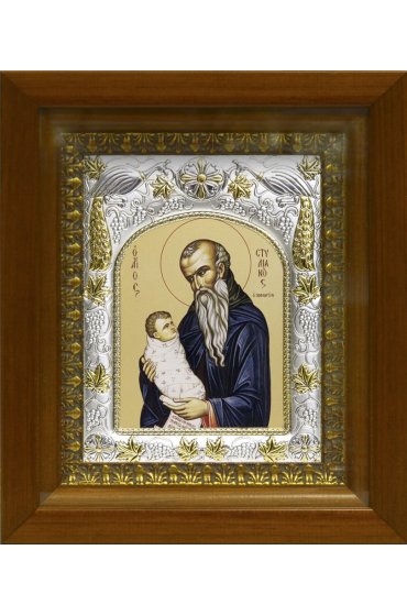 Икона Стилиан Пафлагонский, 14x18 см, в деревянном киоте 20х24 см, арт вк-2311