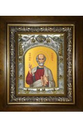 Икона Симон Кананит апостол, 14x18 см, в деревянном киоте 20х24 см, арт вк-2328