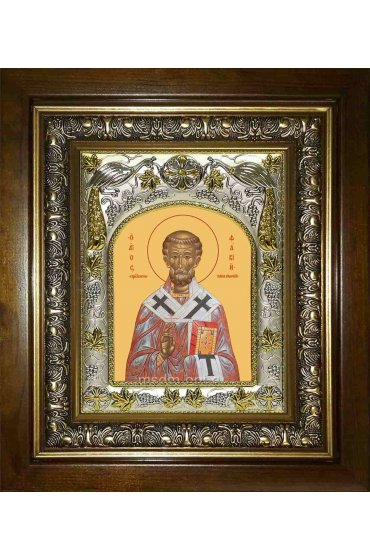 Икона Фавий папа Римский, 14x18 см, в деревянном киоте 20х24 см, арт вк-2343