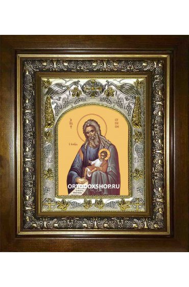 Икона Симеон Богоприимец, 14x18 см, в деревянном киоте 20х24 см, арт вк-2357