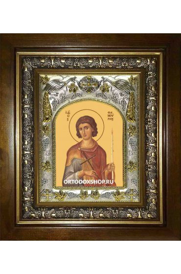 Икона Фанурий Родосский, 14x18 см, в деревянном киоте 20х24 см, арт вк-2359