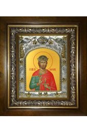 Икона Святослав Юрьевский Владимирский, 14x18 см, в деревянном киоте 20х24 см, арт вк-2360