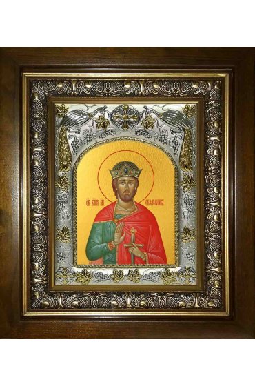 Икона Святослав Юрьевский Владимирский, 14x18 см, в деревянном киоте 20х24 см, арт вк-2360