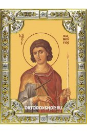 Икона Фанурий Родосский серебро 18 х 24 со стразами, арт вк-2437