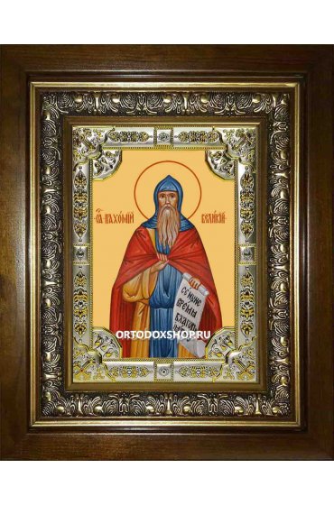 Икона Пахомий Великий, 18x24 см, со стразами, в деревянном киоте, арт вк-2472