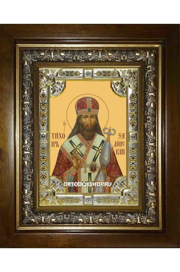 Икона Тихон Задонский, 18x24 см, со стразами, в деревянном киоте, арт вк-2489