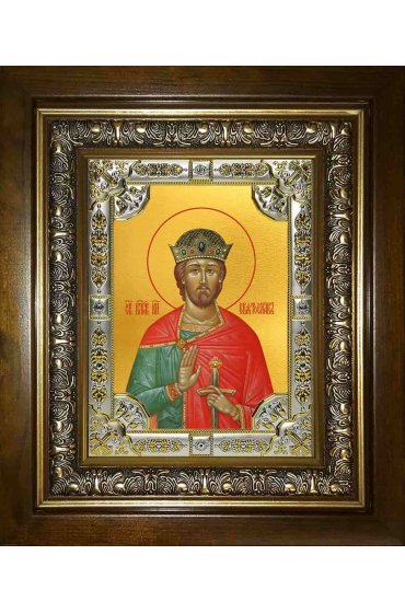 Икона Святослав Юрьевский Владимирский, 18x24 см, со стразами, в деревянном киоте, арт вк-2514