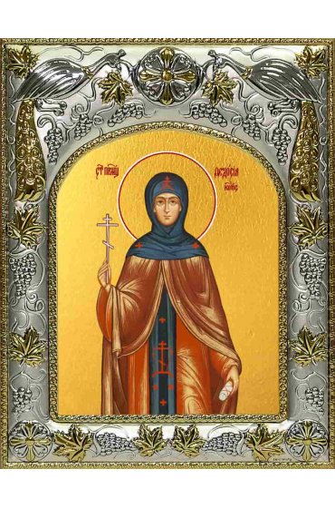 Икона Феодосия Константинопольская 14x18 в серебряном окладе, арт вк-2546