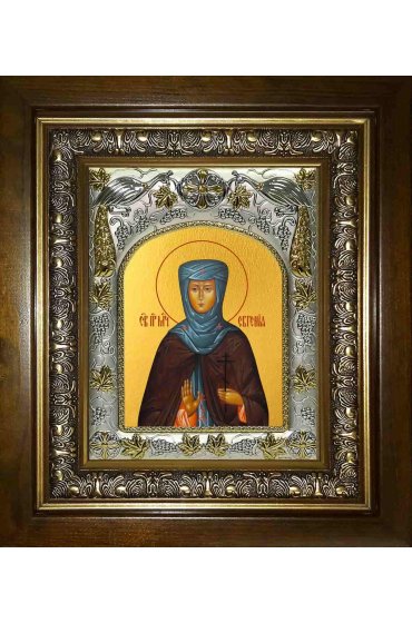Икона Евгения преподобномученица, 14x18 см, в деревянном киоте 20х24 см, арт вк-2600