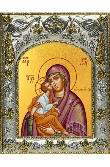 Икона Божьей Матери Акафистная 14x18 в серебряном окладе, арт вк-2703