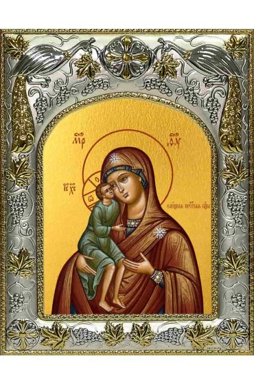 Икона Божьей Матери Елецкая 14x18 в серебряном окладе, арт вк-2716