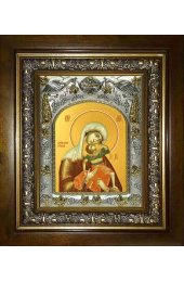Икона Божья Матерь Взыграние младенца, 14x18 см, в деревянном киоте 20х24 см, арт вк-2730