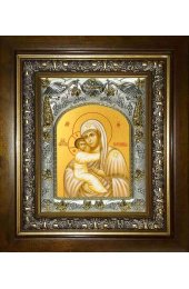 Икона Божья Матерь Жировицкая, 14x18 см, в деревянном киоте 20х24 см, арт вк-2736