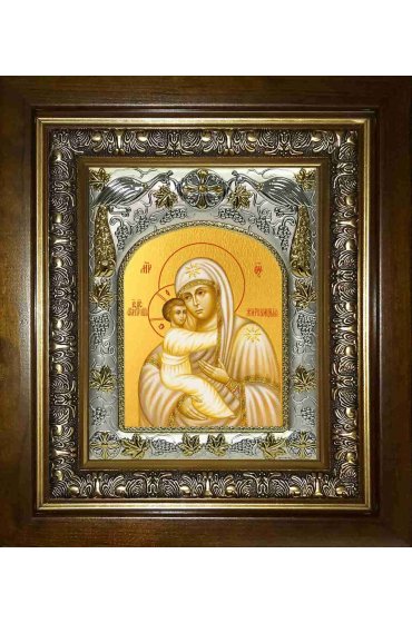 Икона Божья Матерь Жировицкая, 14x18 см, в деревянном киоте 20х24 см, арт вк-2736