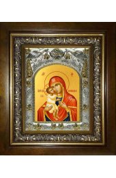 Икона Божья Матерь Жировицкая, 14x18 см, в деревянном киоте 20х24 см, арт вк-2737