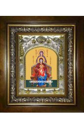 Икона Божья Матерь со сродницами праведными Анной и Марией, 14x18 см, в деревянном киоте 20х24 см, арт вк-2740