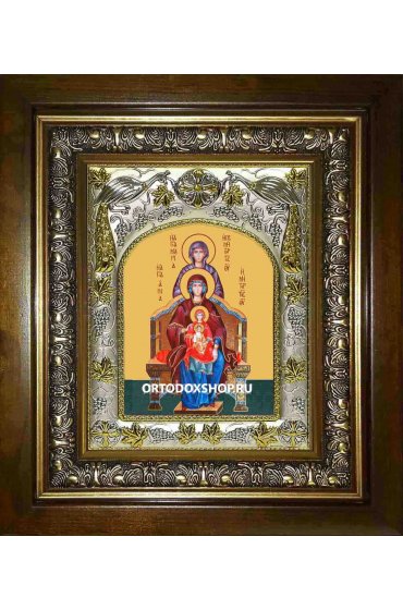 Икона Божья Матерь со сродницами праведными Анной и Марией, 14x18 см, в деревянном киоте 20х24 см, арт вк-2740