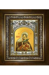 Икона Божья Матерь Взыграние младенца, 14x18 см, в деревянном киоте 20х24 см, арт вк-2765