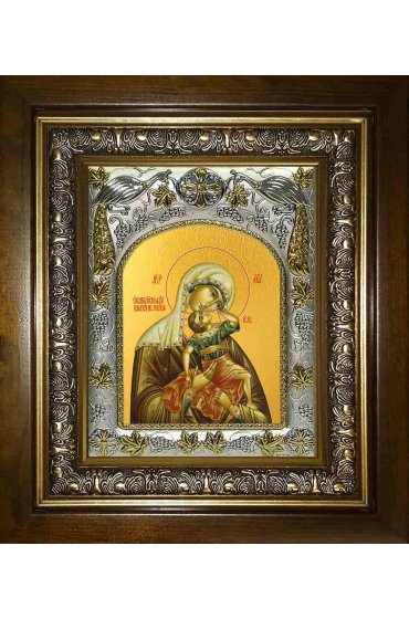 Икона Божья Матерь Взыграние младенца, 14x18 см, в деревянном киоте 20х24 см, арт вк-2765