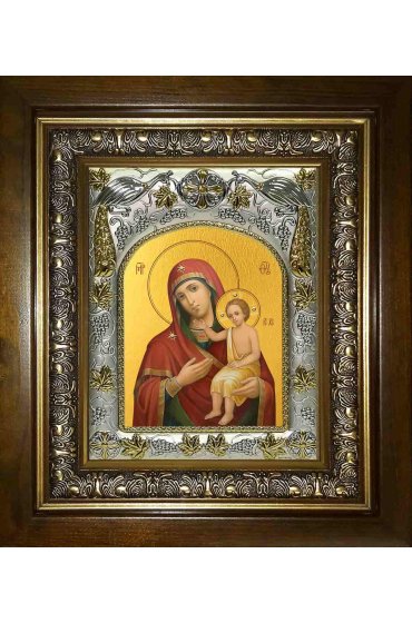 Икона Божья Матерь Воспитание, 14x18 см, в деревянном киоте 20х24 см, арт вк-2769