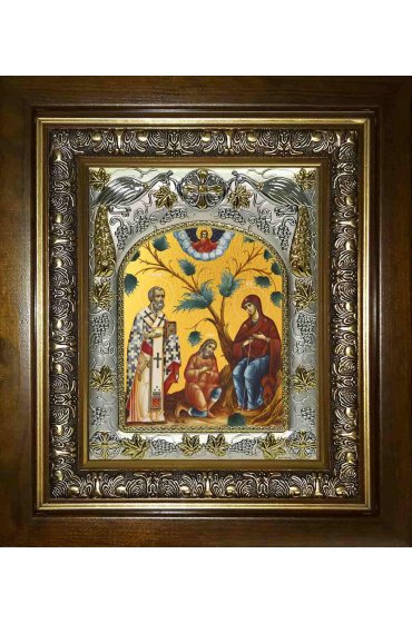 Икона Божья Матерь Беседная, 14x18 см, в деревянном киоте 20х24 см, арт вк-2771