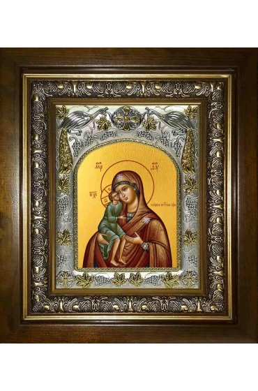 Икона Божья Матерь Елецкая, 14x18 см, в деревянном киоте 20х24 см, арт вк-2787