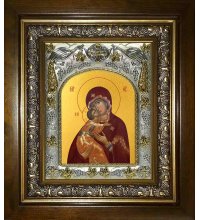 Икона Владимирская Божья Матерь, 14x18 см, в деревянном киоте 20х24 см, арт вк-2794